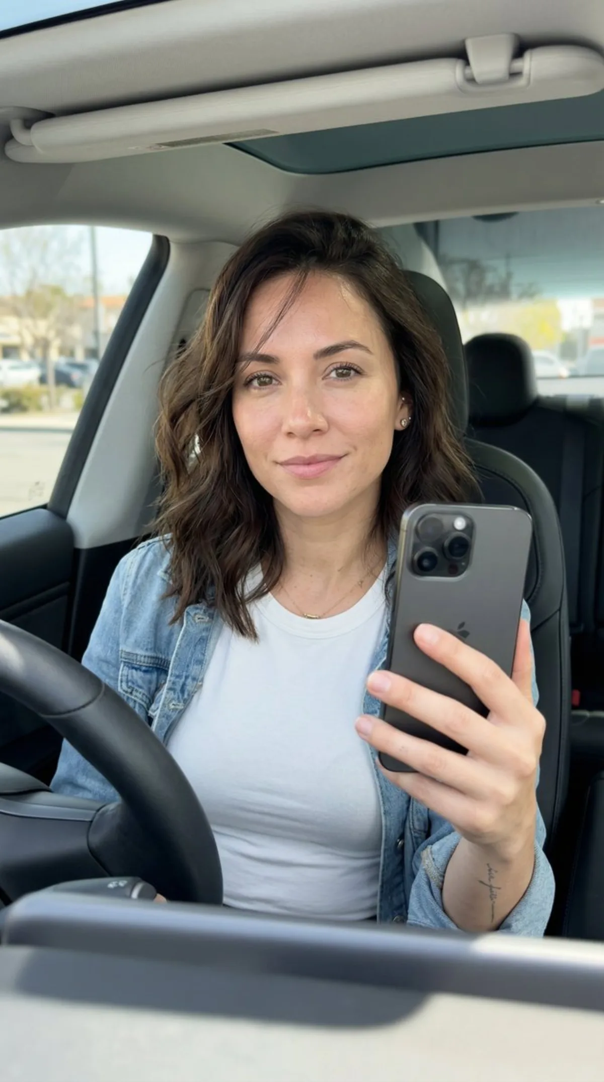 Realistic Smartphone Selfie in a Modern Car - Editorial Style