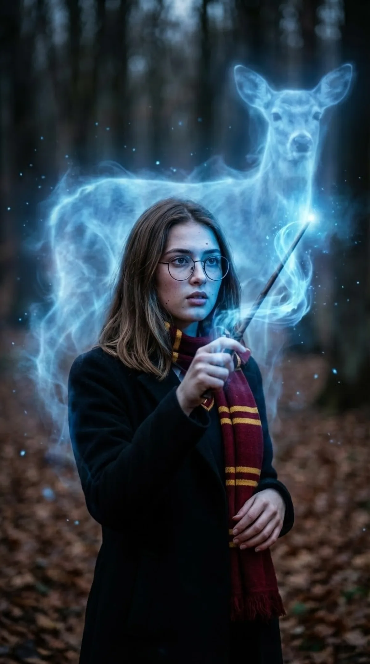 Patronus Spell in Dark Forest Portrait