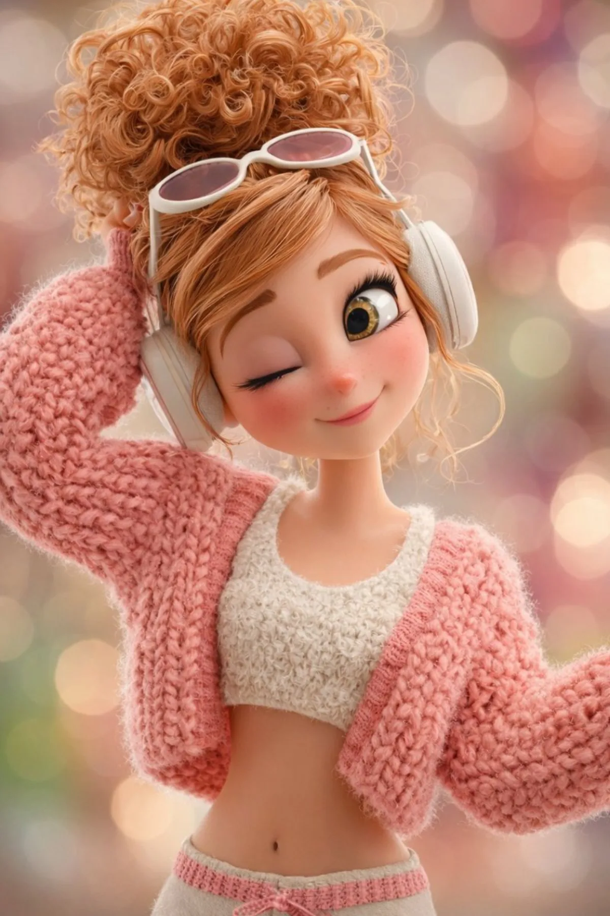 Cute 3D Girl with Headphones
