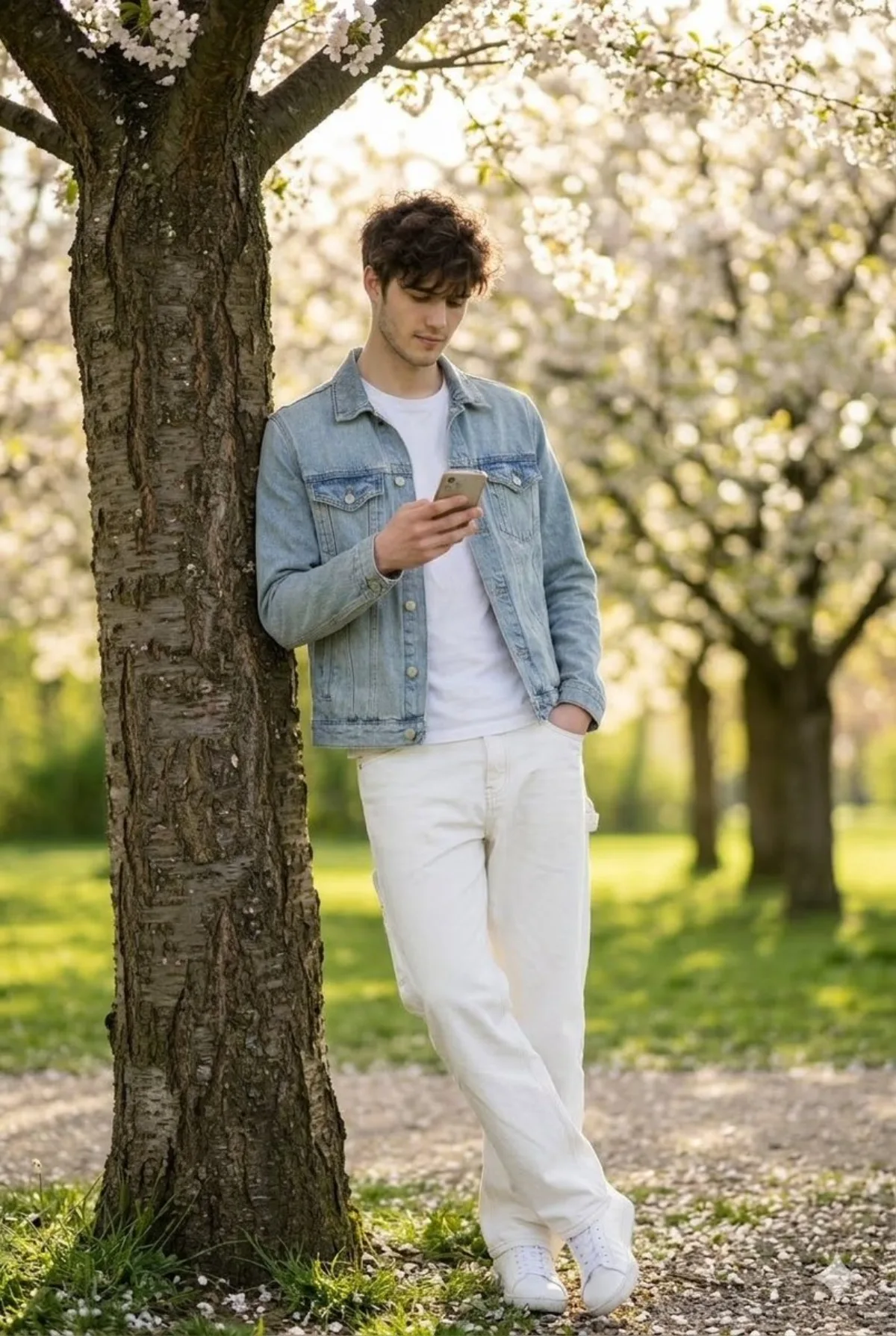 Photorealistic Portrait of a Young Man in a Park (Signature)