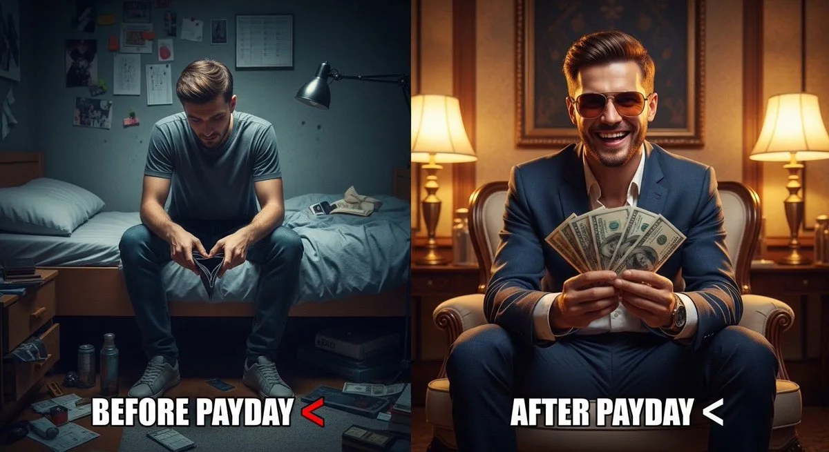 Before and After Payday Split Scene