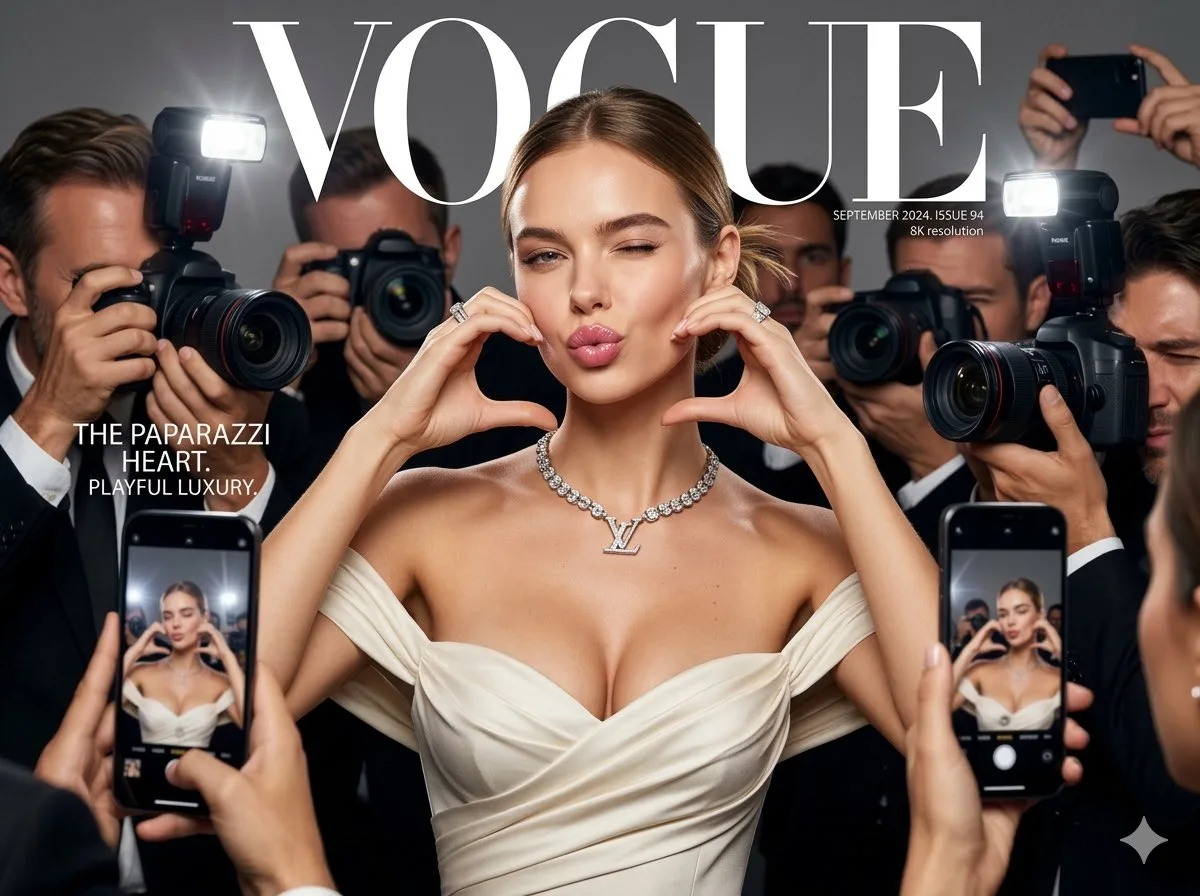 A Studio-Grade Vogue Cover Fashion Portrait with Playful Pose