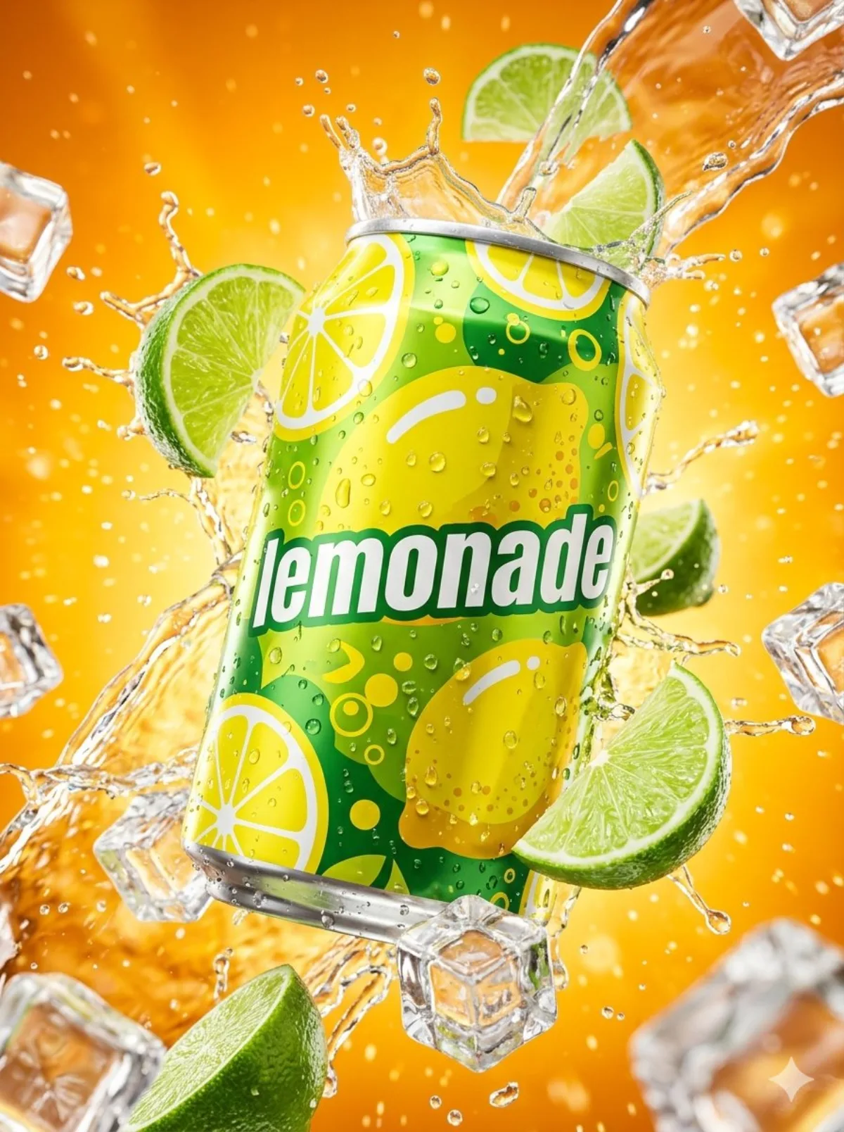 A Crafted Hyper-realistic Lemonade Can Explosion