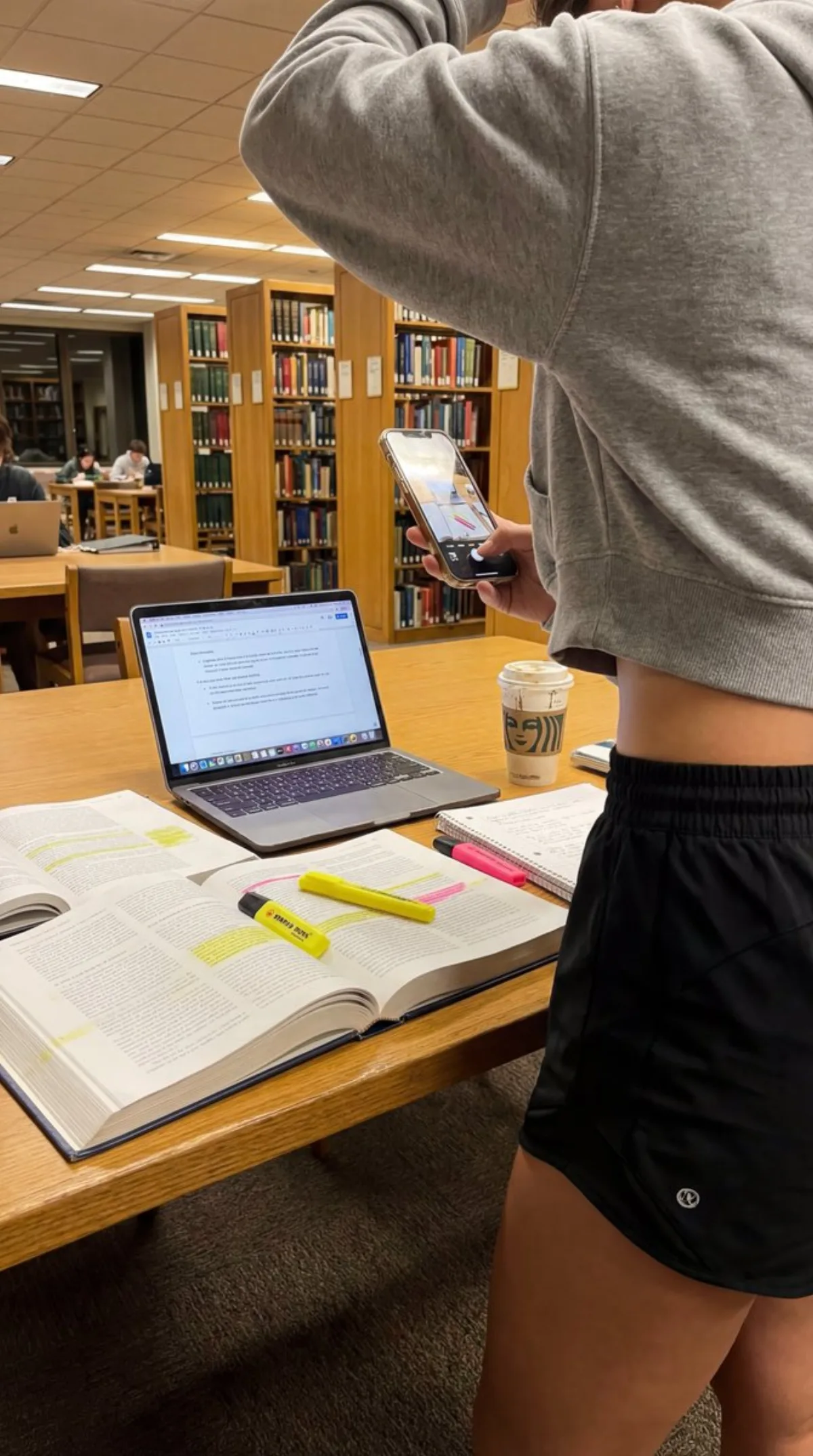 College Athlete Studying in Library, Snapchat Vibe - Premium Style