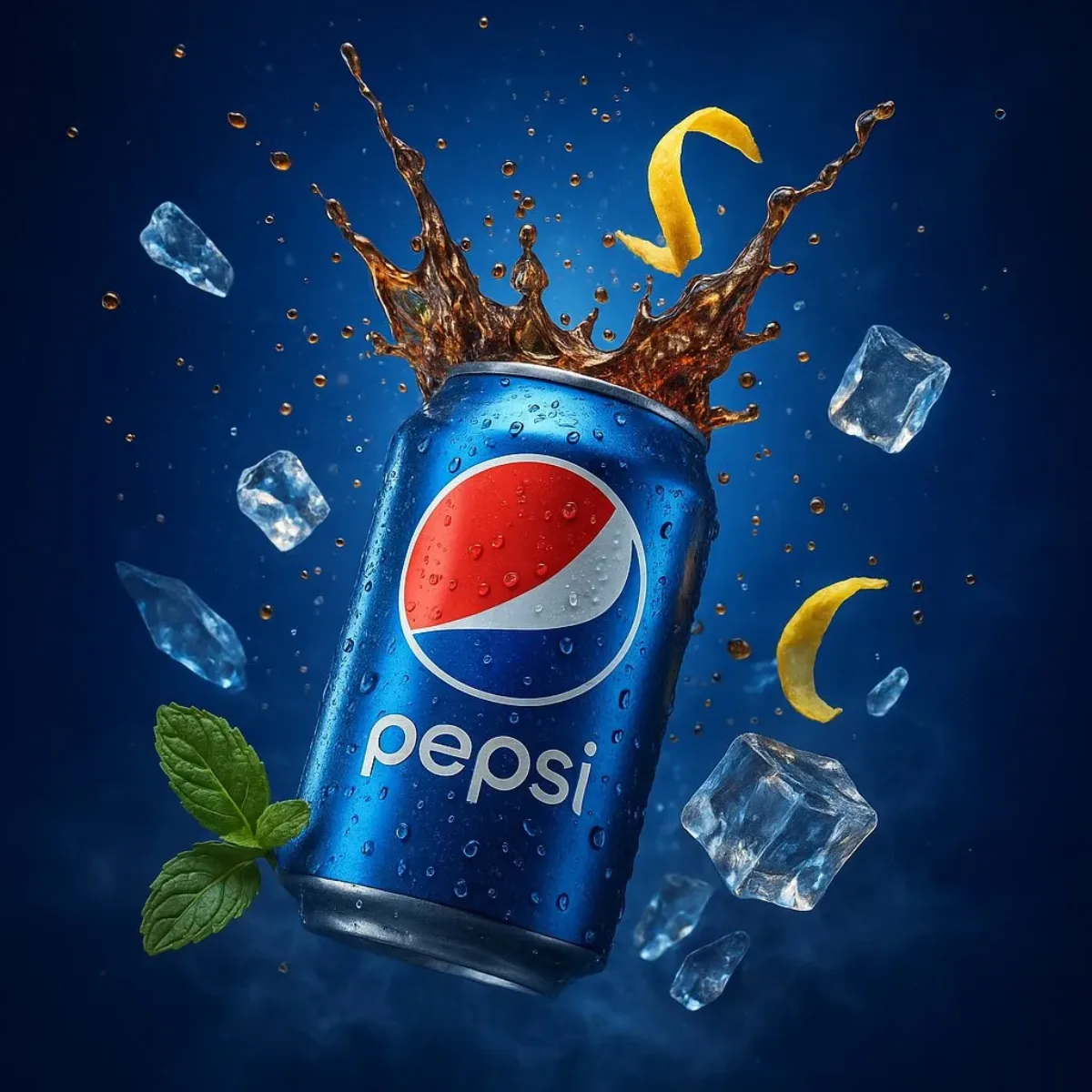 Hyper-realistic Pepsi Can Splash Advertisement