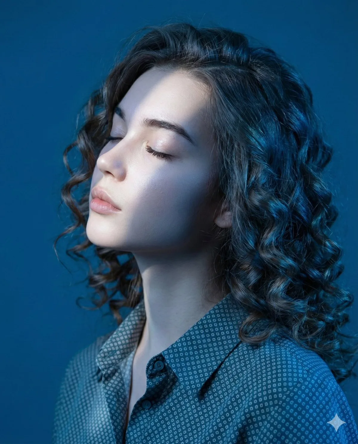 Refined Portrait in Blue Light
