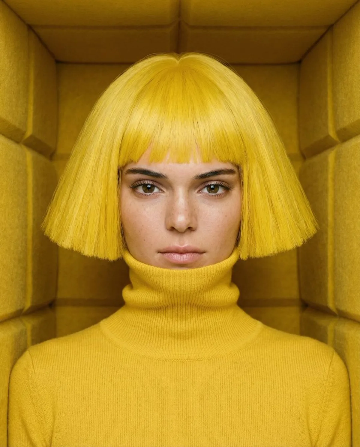 Lemon Yellow Isolation: Hyper-realistic Portrait (Premium)