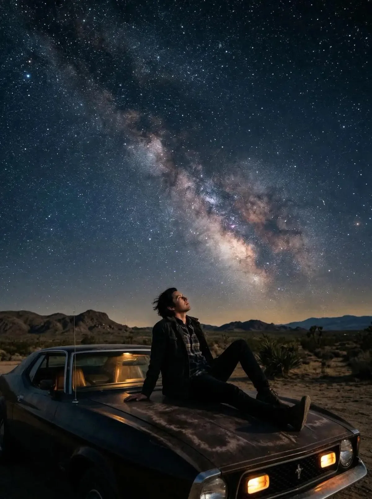Cinematic Portrait Under Starry Sky