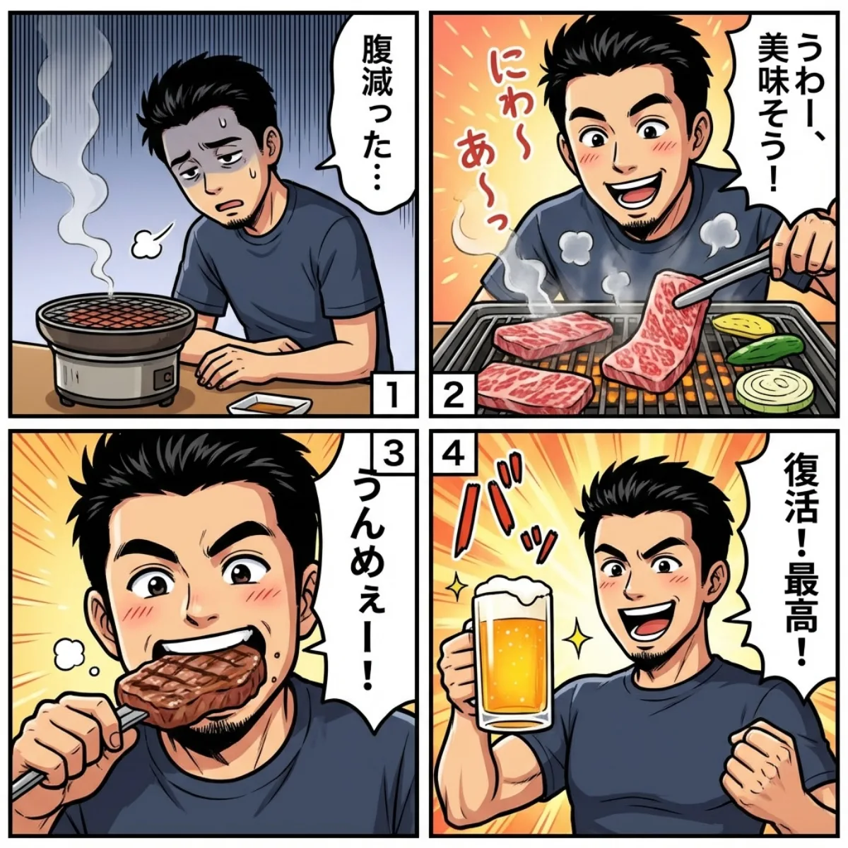 角色烧肉能量提升漫画：升级诠释