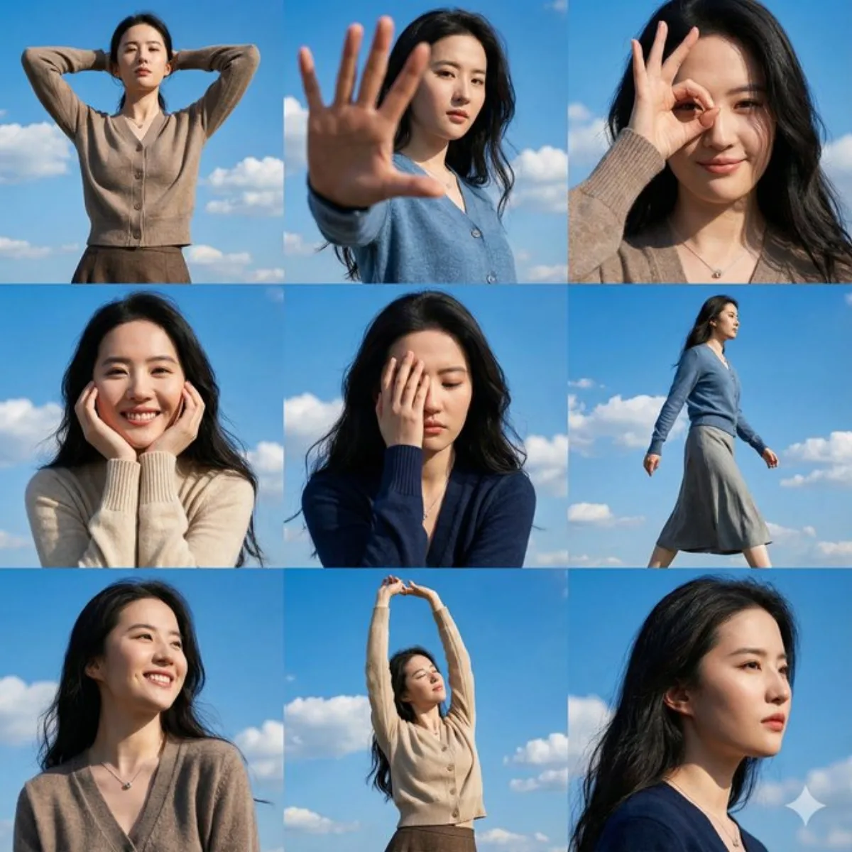 Hero Hyperrealistic Dynamic Girl Poses Grid
