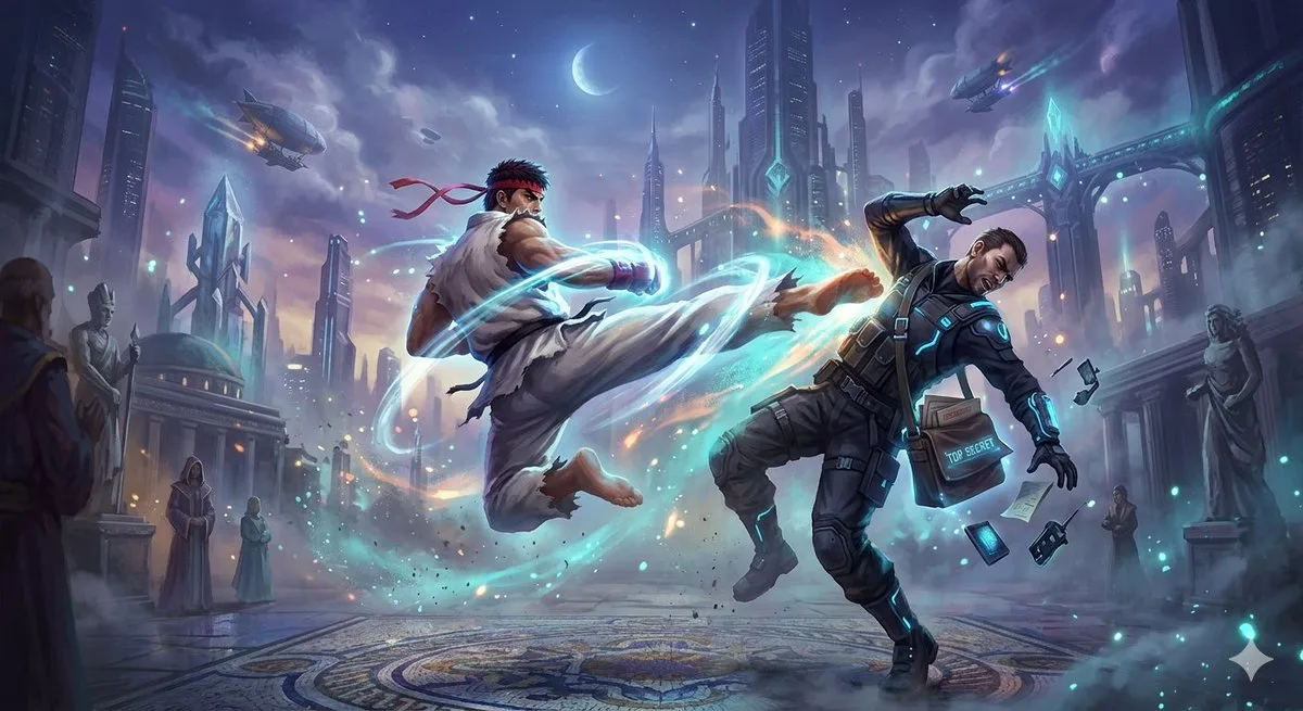 Ryu Performing Tatsumaki Senpukyaku on a Spy