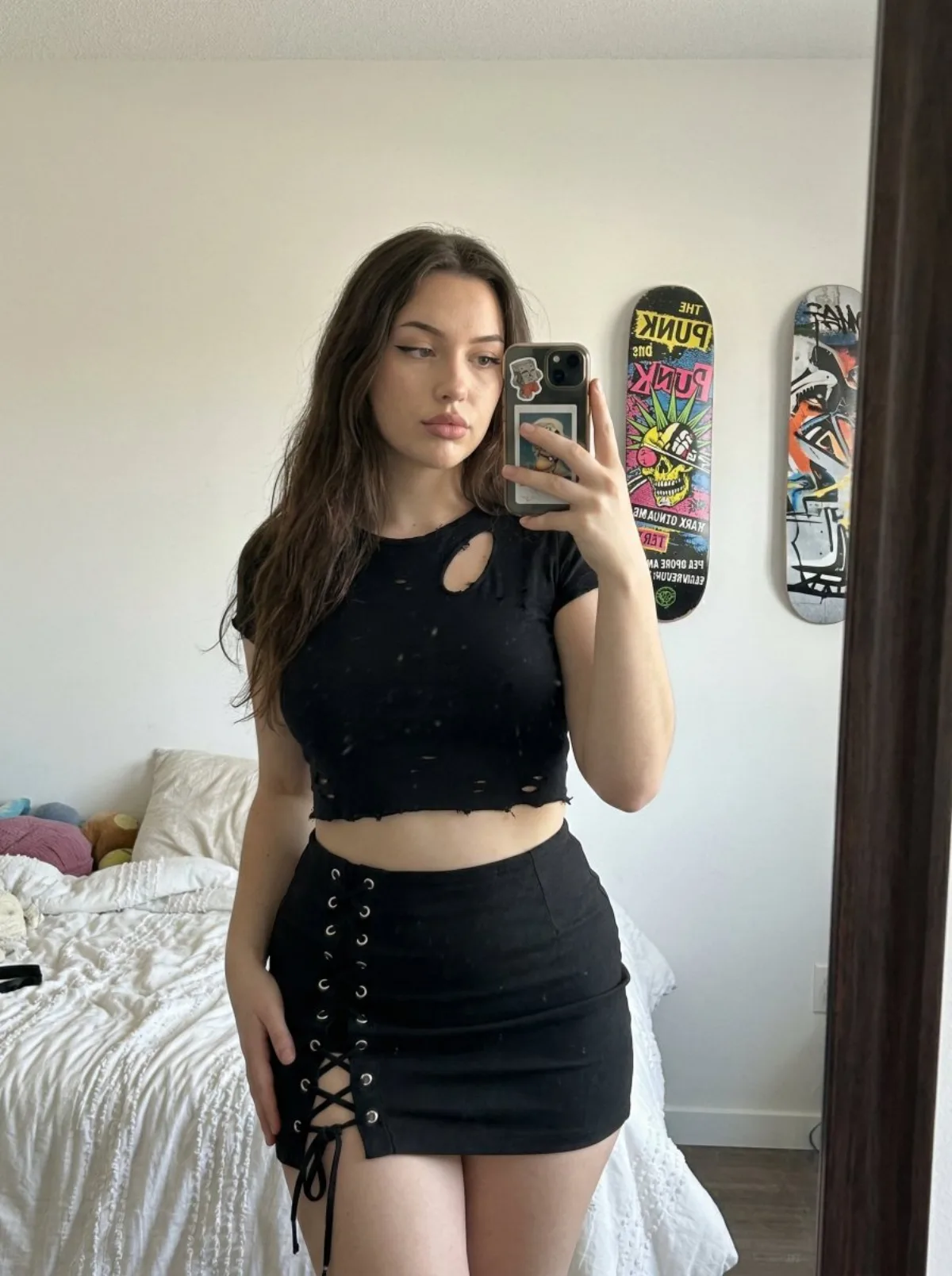 Casual Smartphone Mirror Selfie of Young Woman