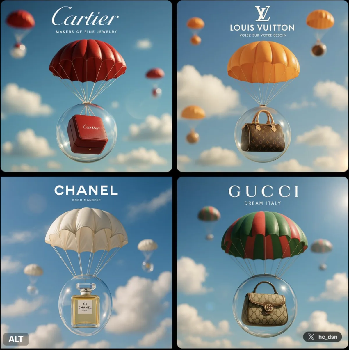 A Modern Luxury Brand Items Falling from the Sky
