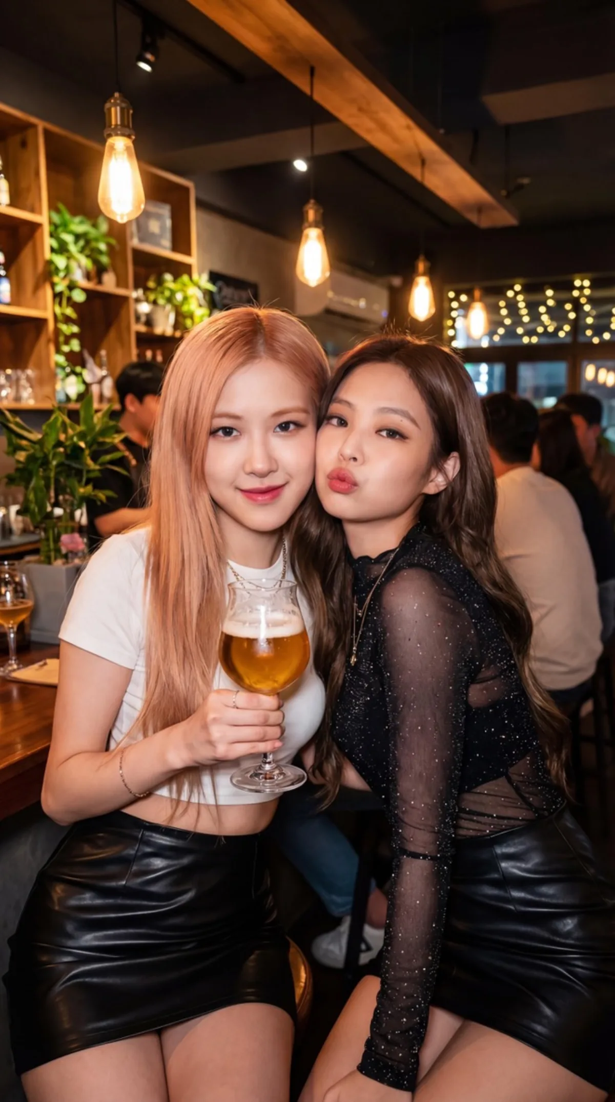 K-pop Idols Rosé and Jennie Selfie in Pub (Refined)