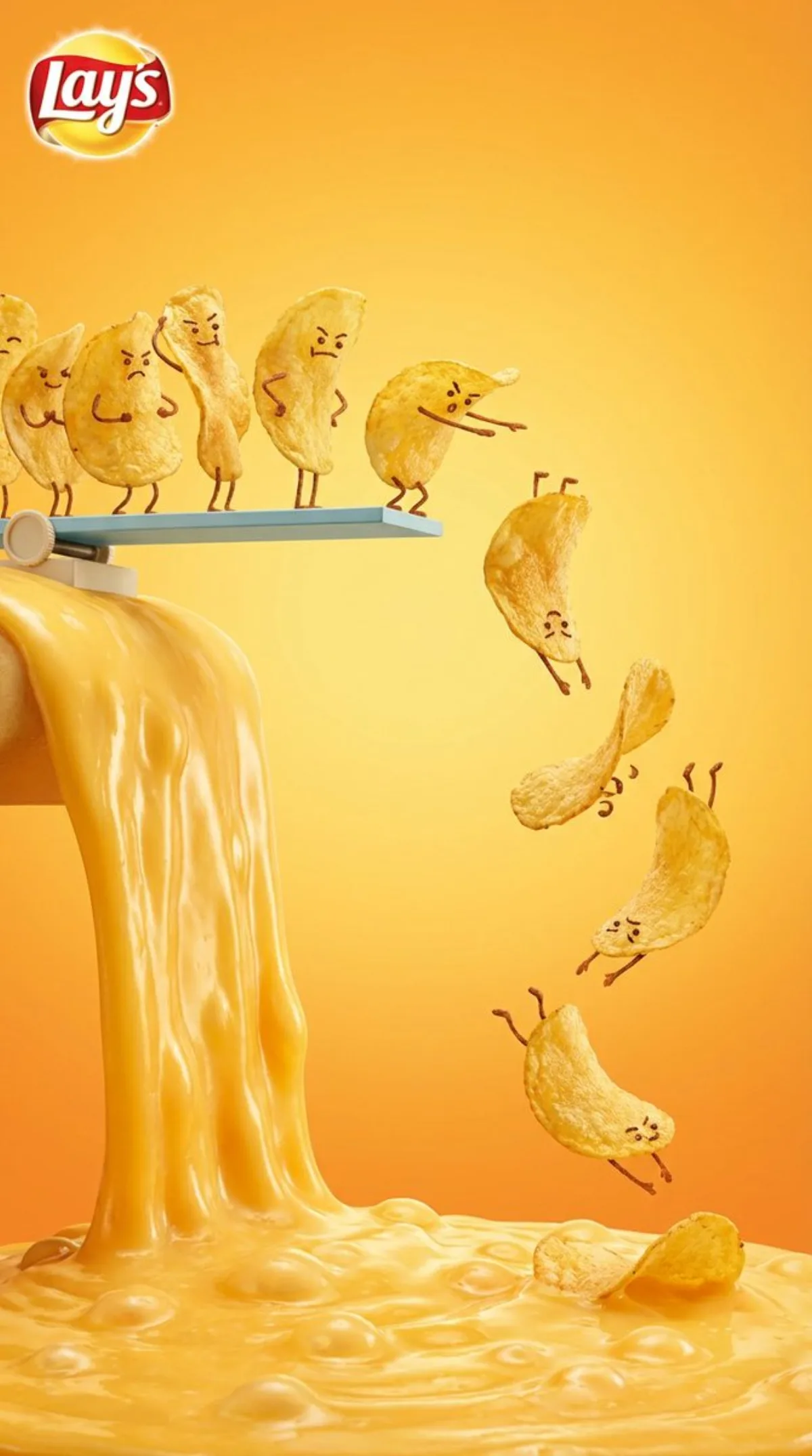 Refined Lay's Chips Diving into Molten Cheese Ad