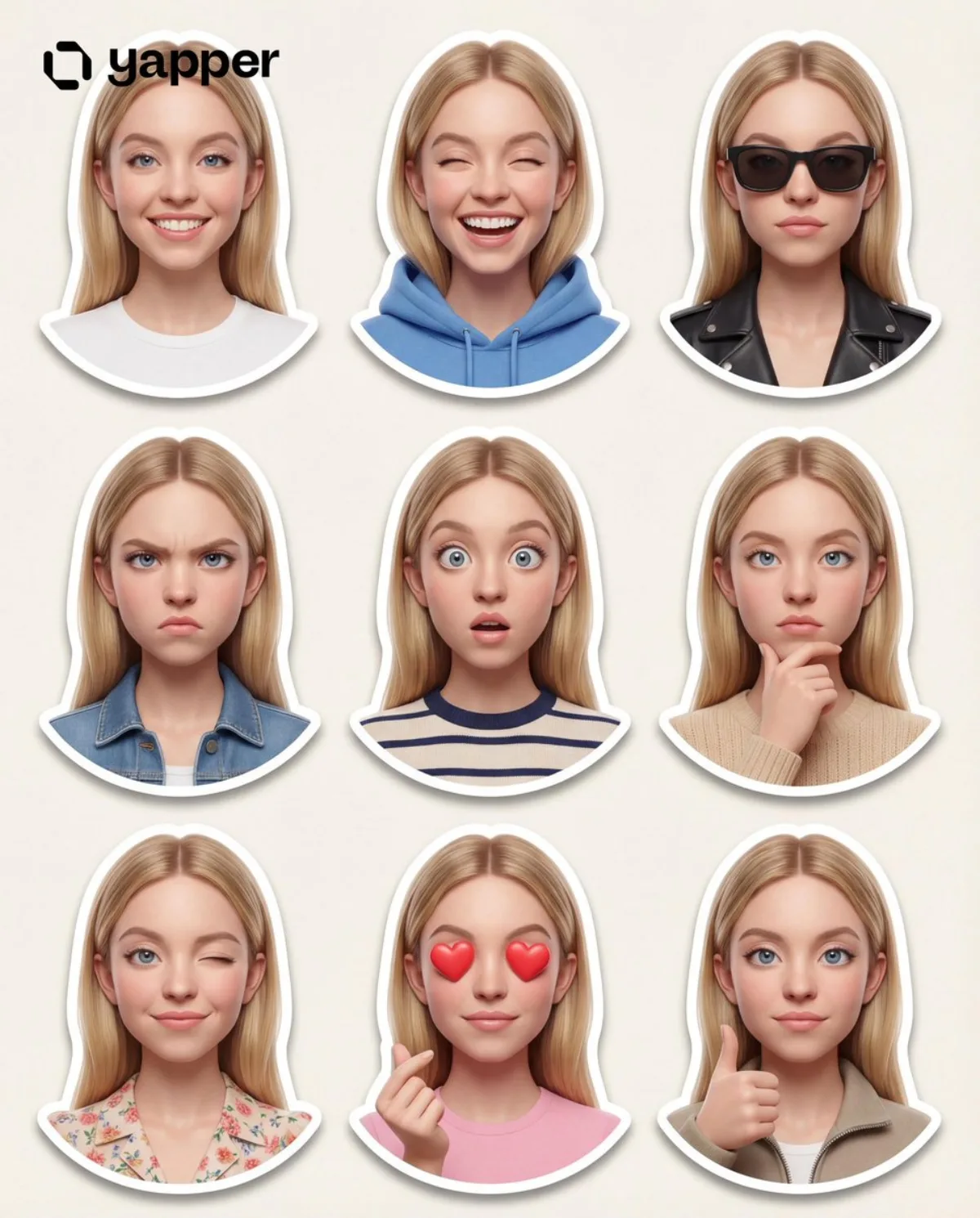 皮克斯风格3D人物贴纸套装