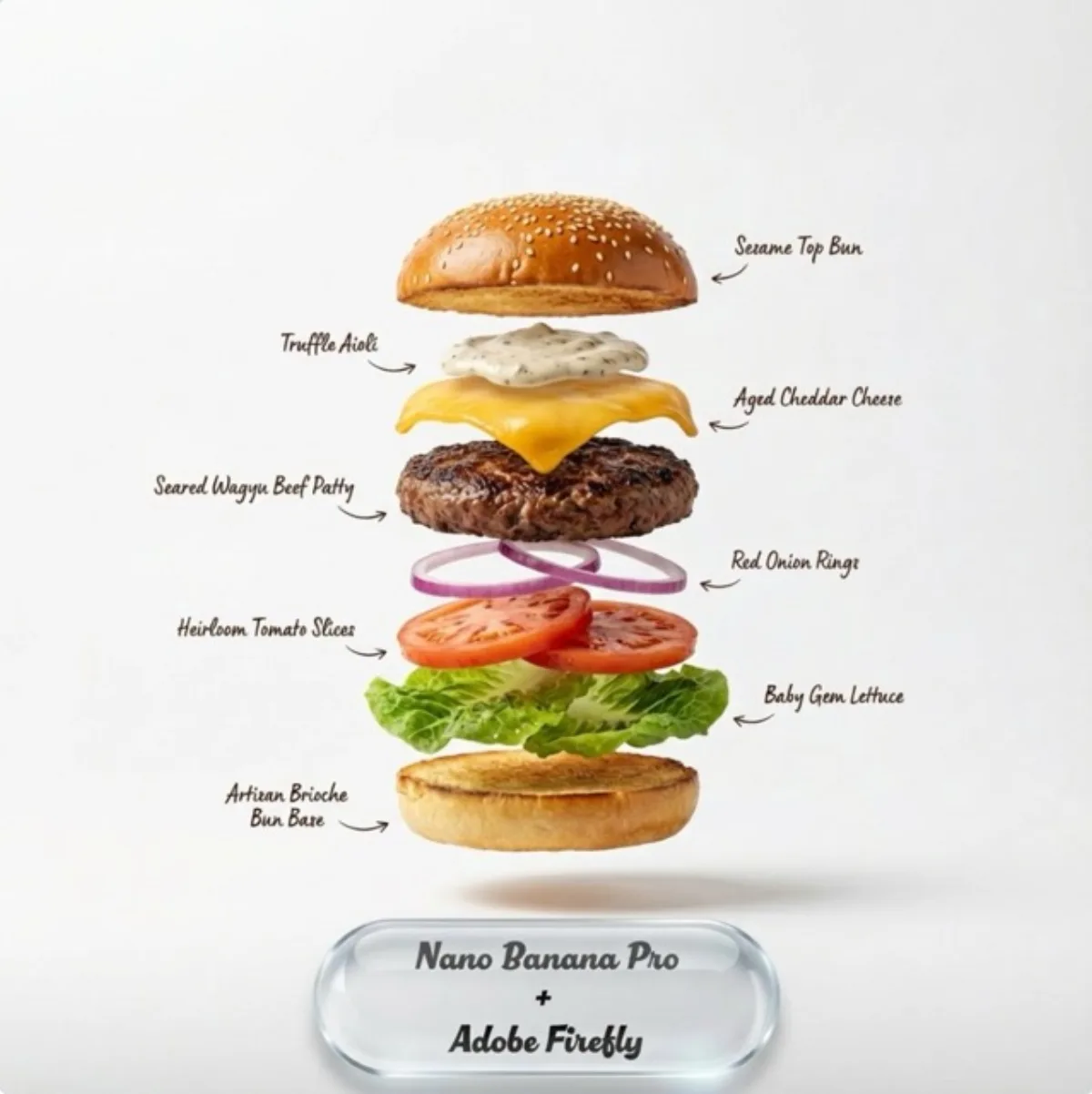 Deconstructed Food Ad with Floating Ingredients