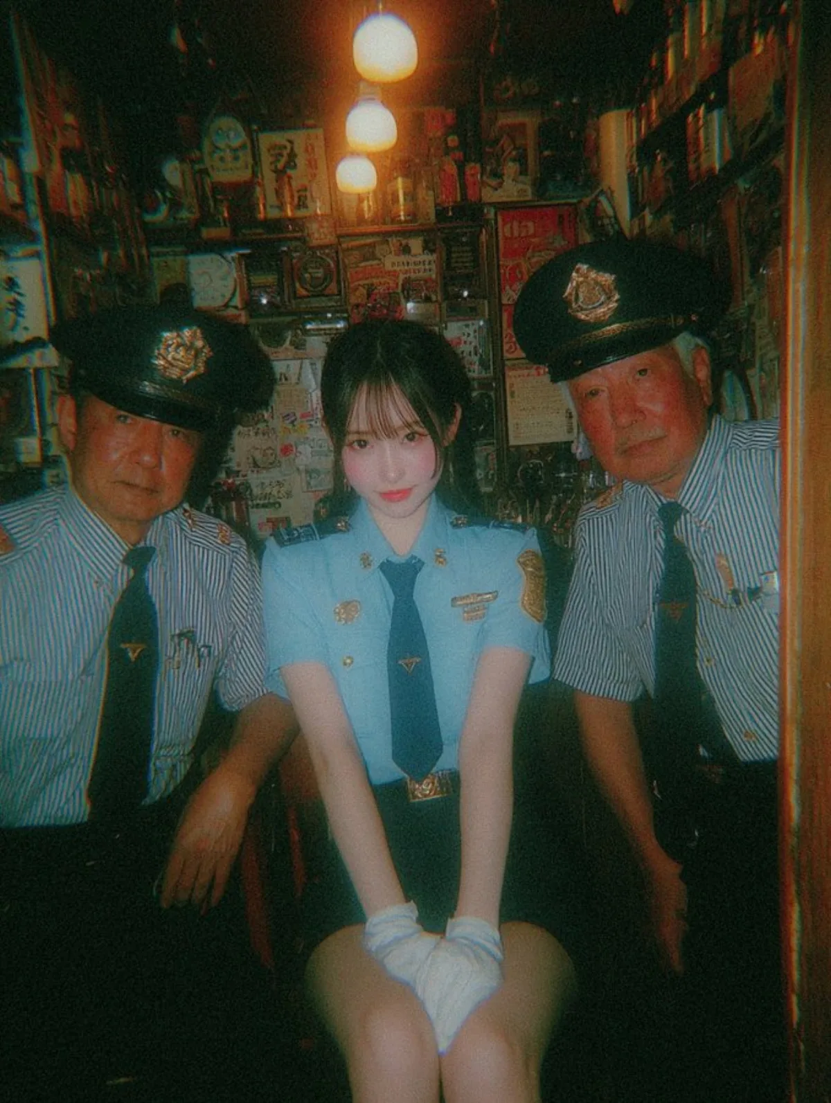 A Curated Beautiful Light Blue Police Uniform Japanese Woman