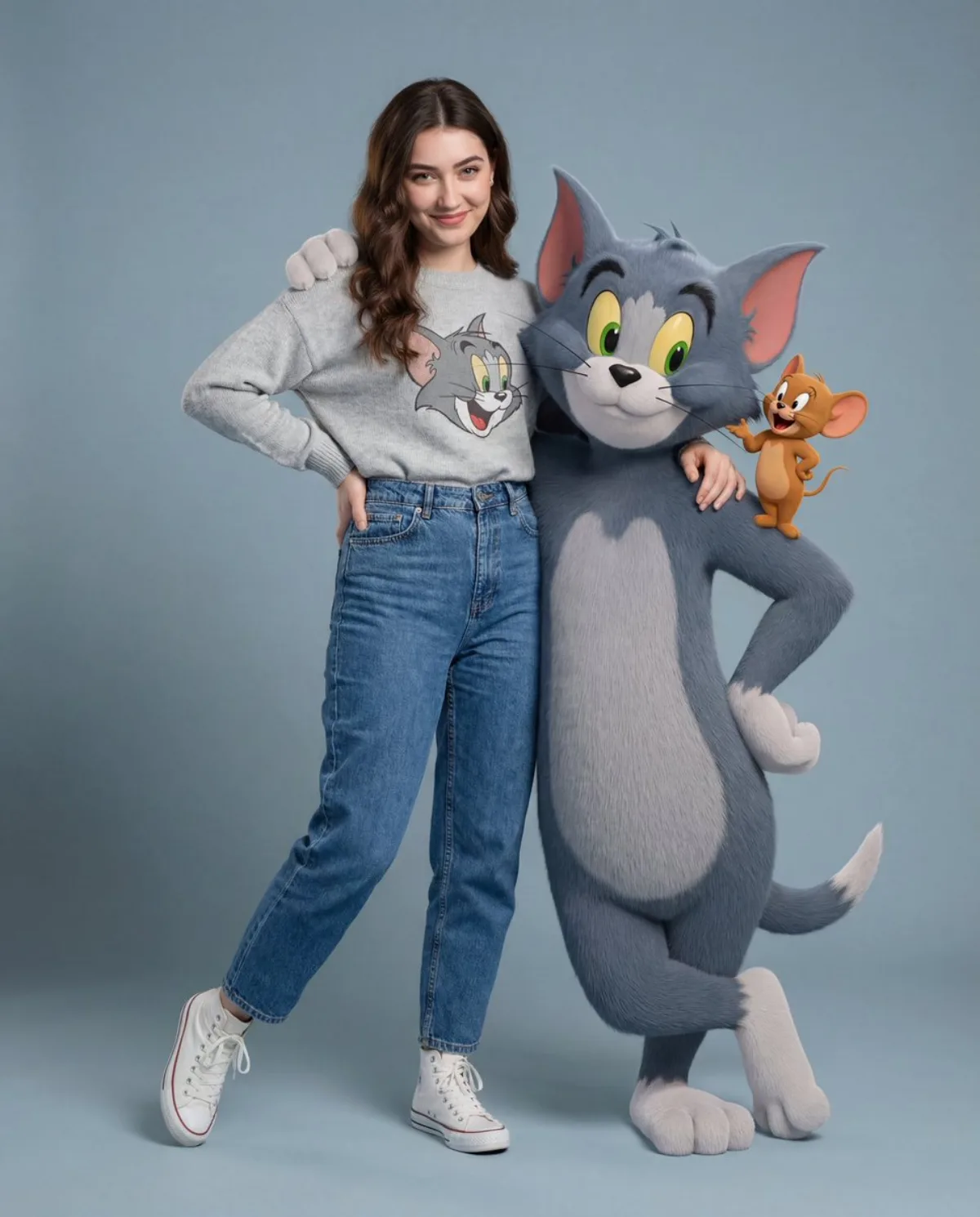 Fashionable Person with 3D Tom and Jerry