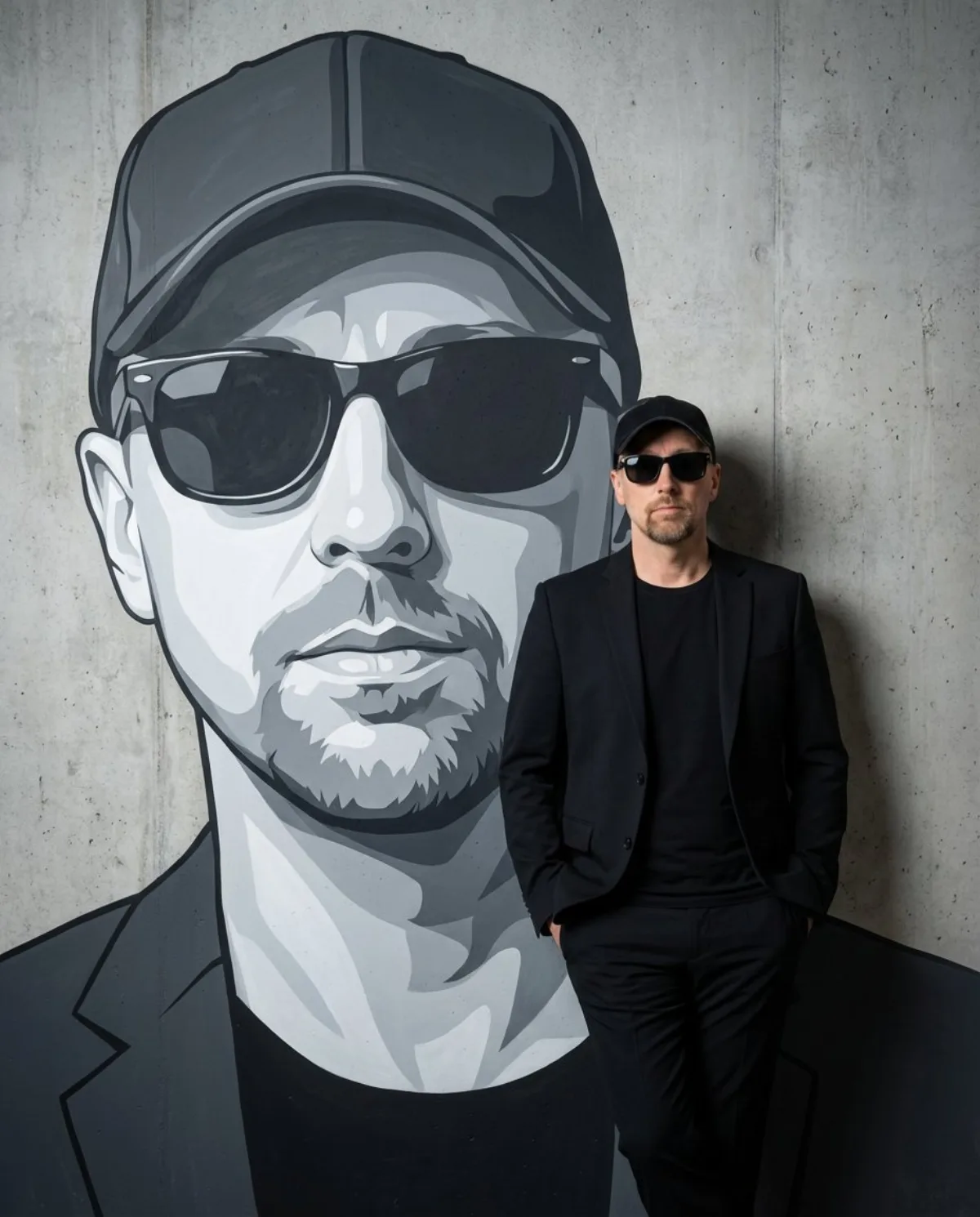 Studio Portrait with Stylized Mural Background