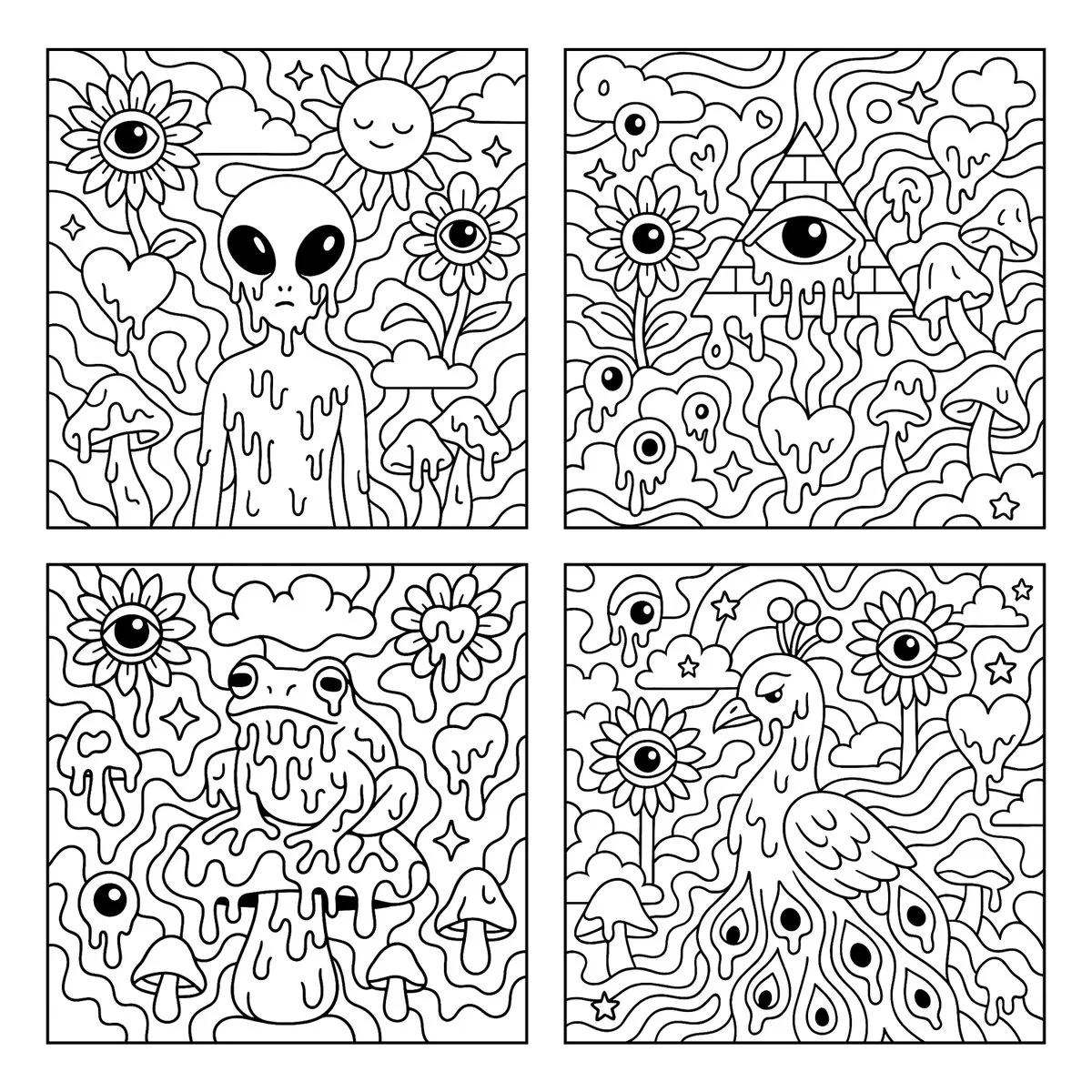 Surreal Black and White Color Pages