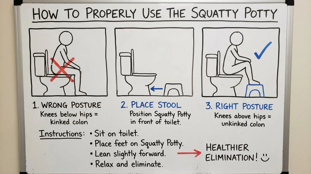 Squatty Potty whiteboard illustration prompt