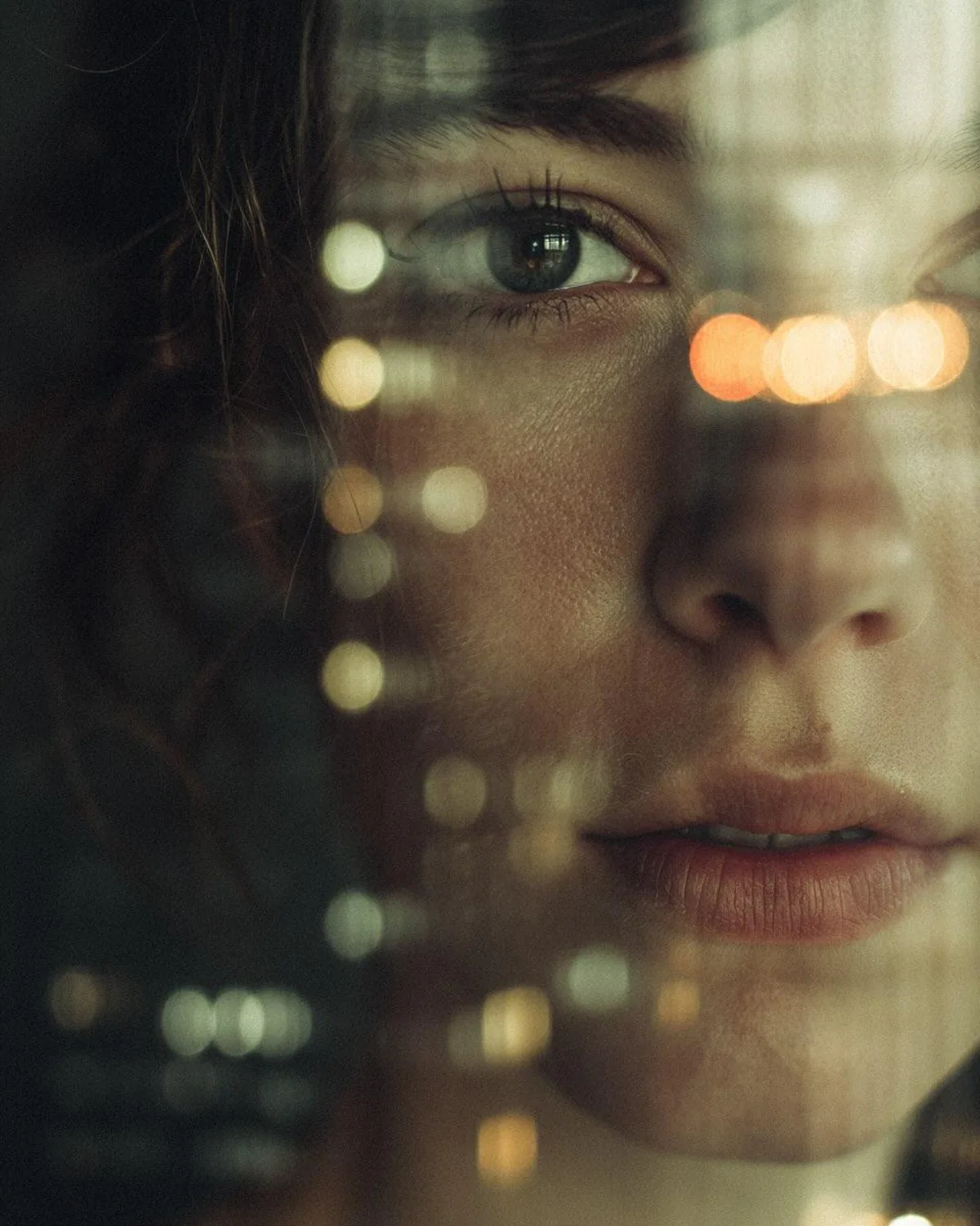 Cinematic Gaze Behind Glass Window