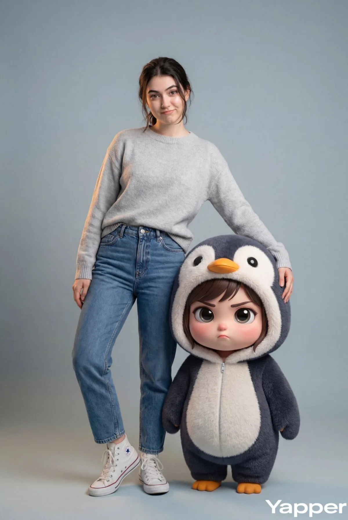 Stylish Person with Gugu Gaga Chibi Character - Hero Style