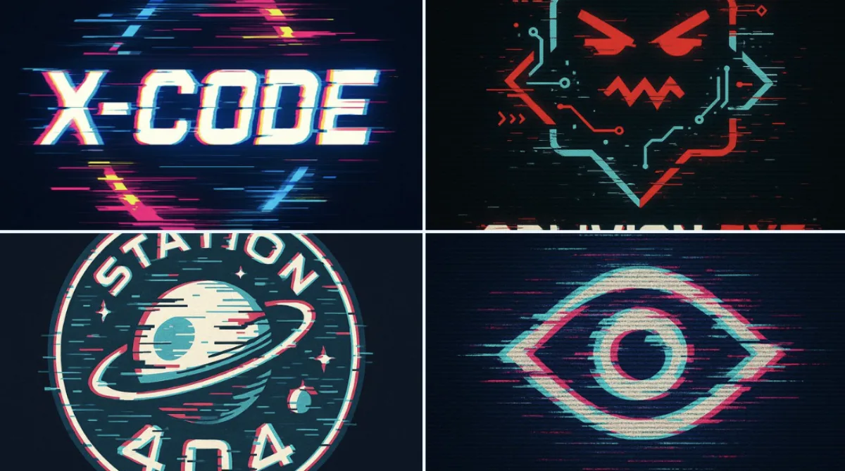 A Hero Glitch Vector Logo Style