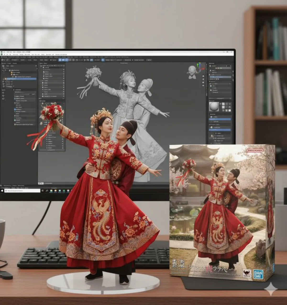 Figurine ZBrush Modeling Display and Bandai Style Packaging Box: A Modern Take