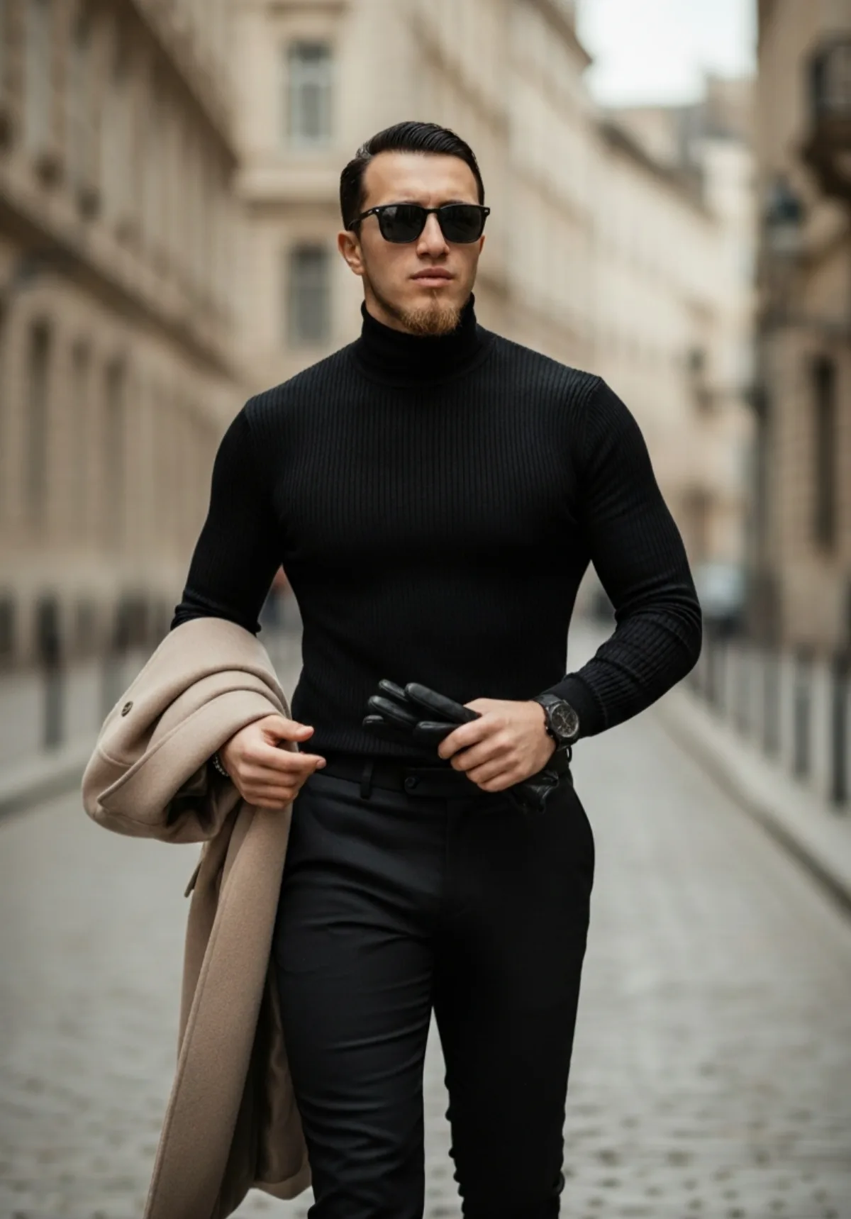 Dapper Young Man in European City Street