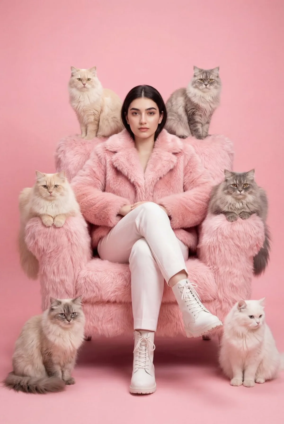 Fashion Editorial Portrait with Cats - Signature Style