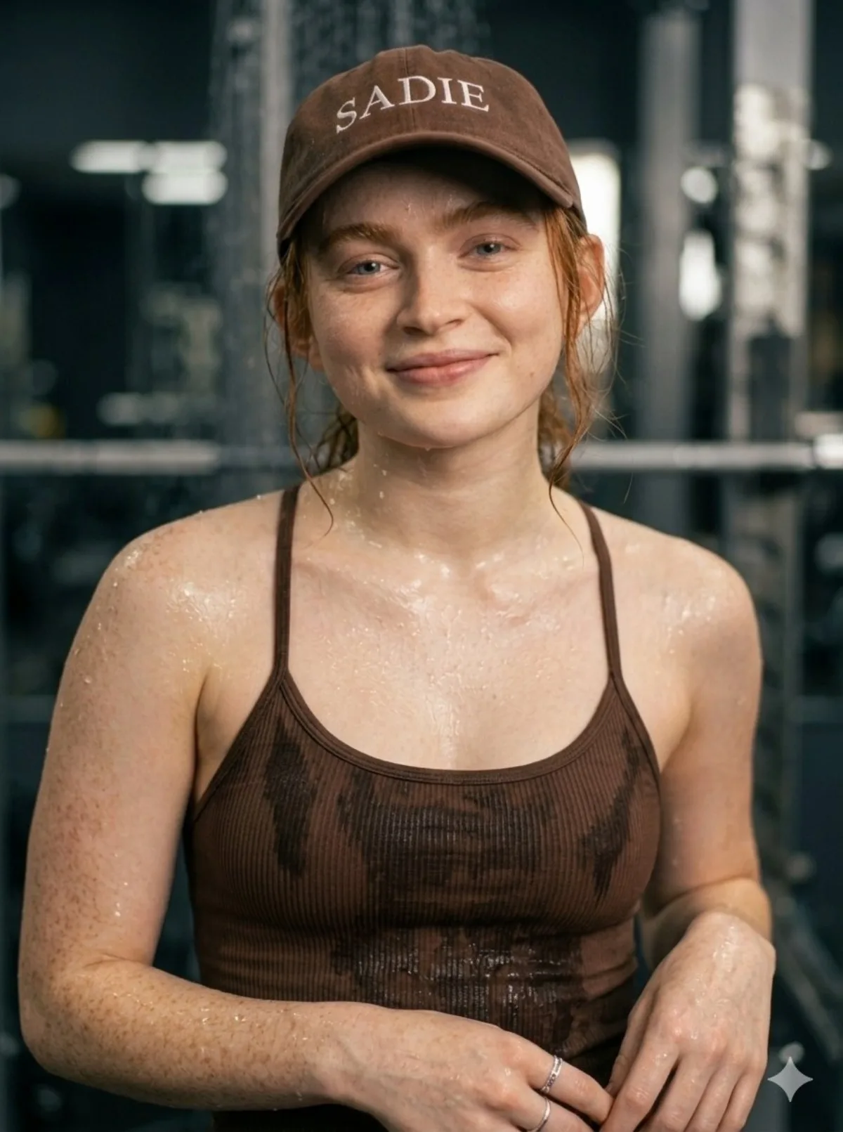 健身房里微笑的女人，电影感肖像：格调诠释