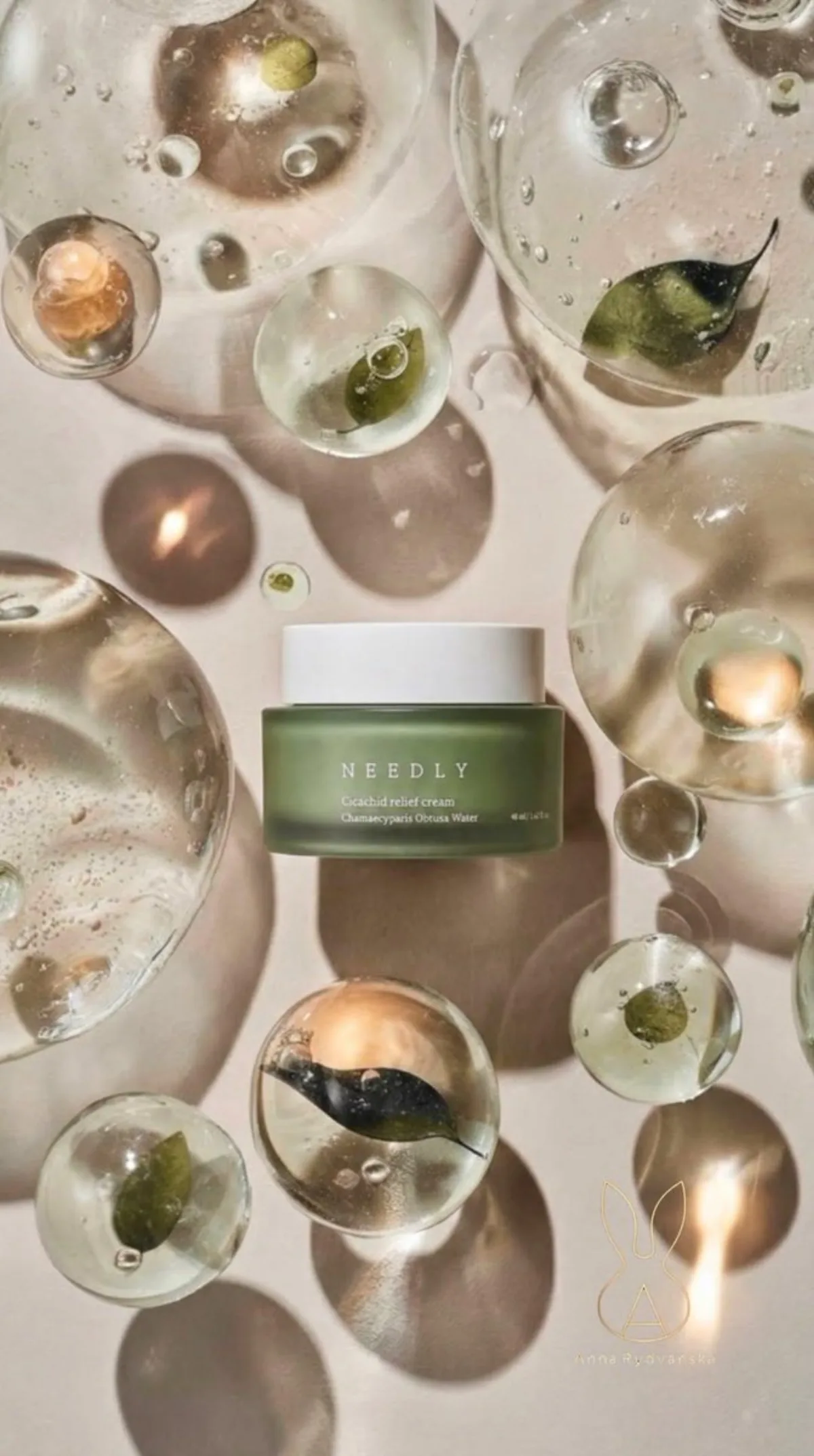 Modern Luxury Skincare Product Still Life with Glass Spheres