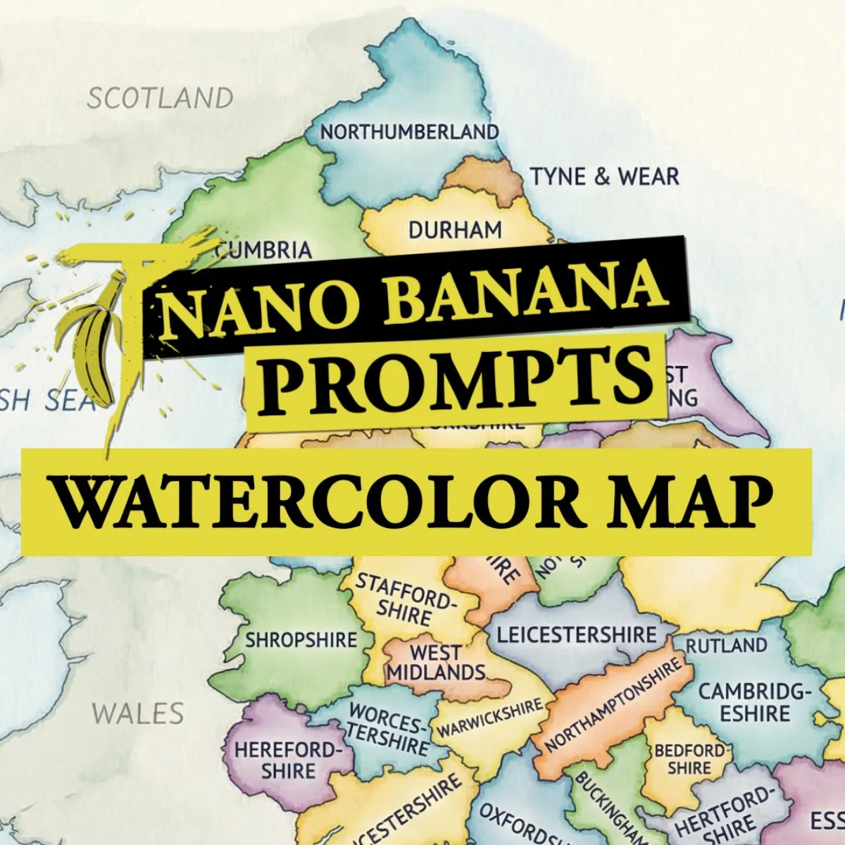 Watercolor Map of a Country with Administrative Divisions
