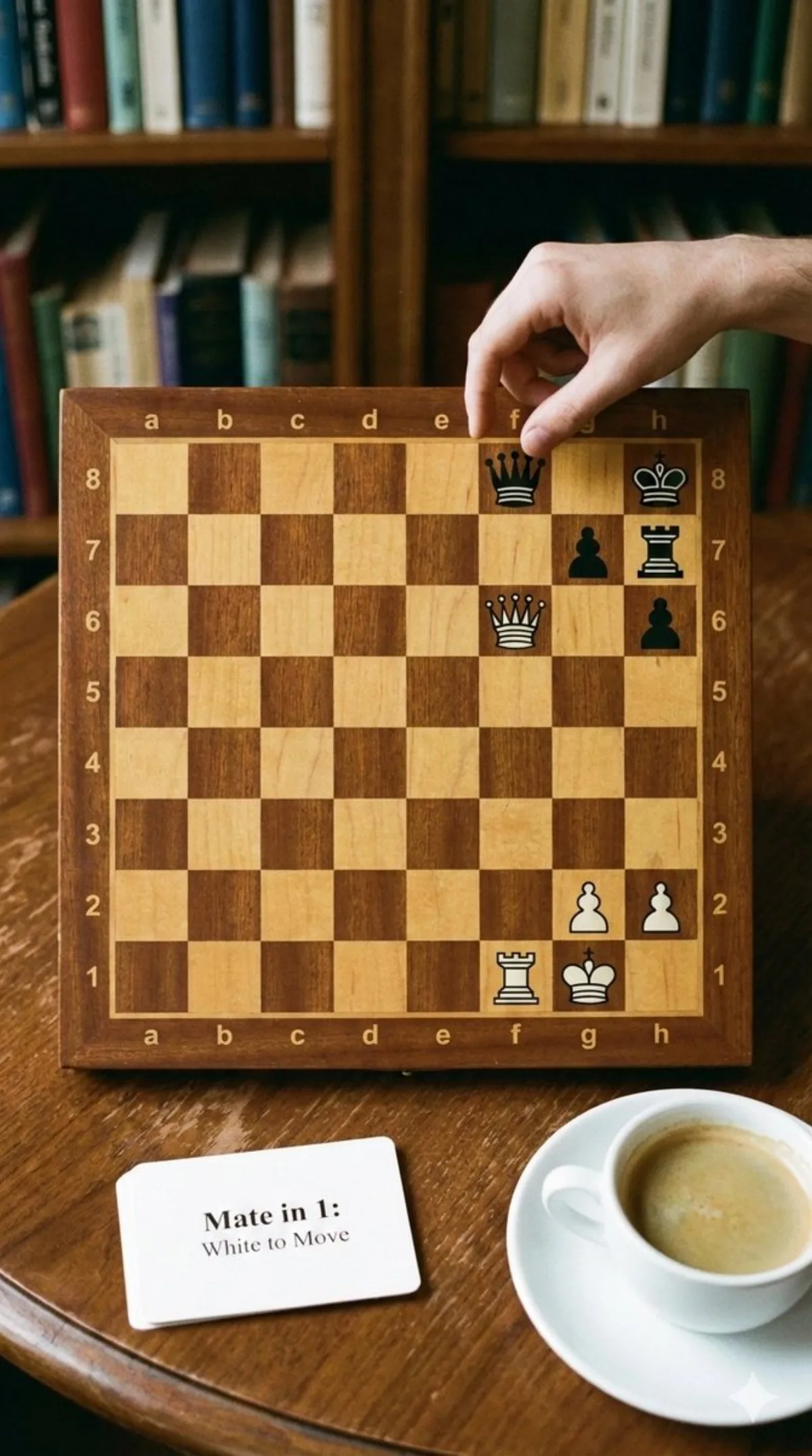 Crafted Mate-in-1 chess puzzle for phone screen