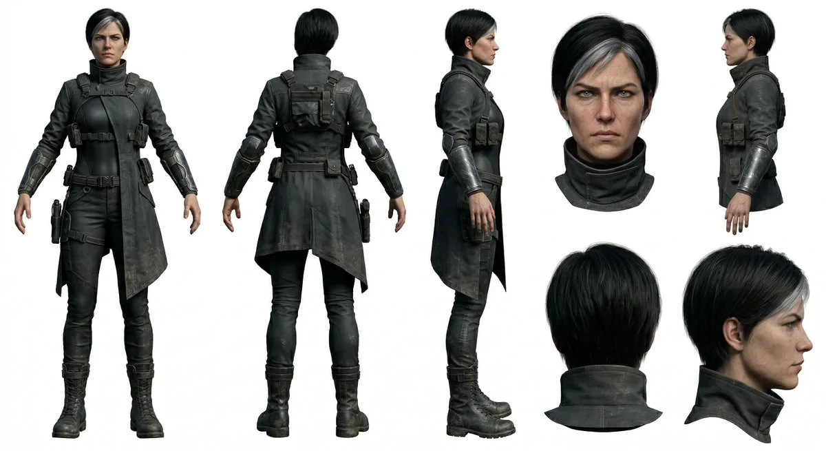 Sci-Fi Operative Character Reference Sheet (Modern)