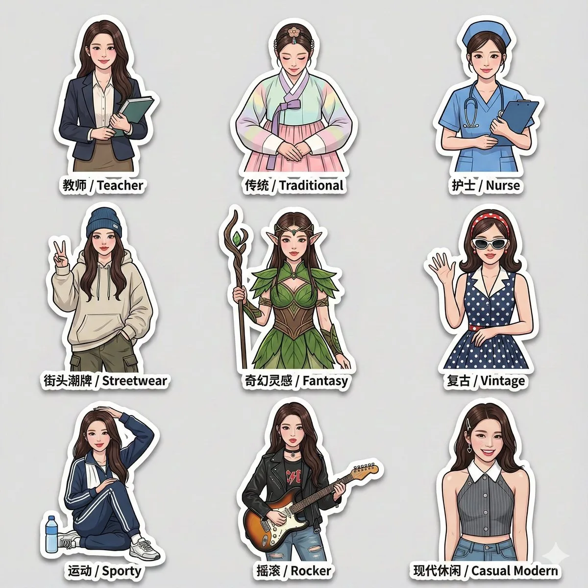 Fashion Dress-Up Sticker Pack - Studio-Grade Style
