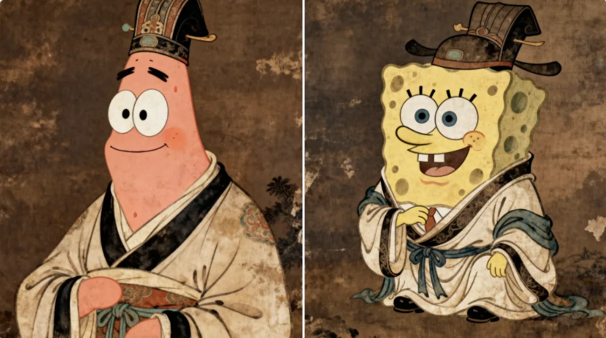 Patrick Star and SpongeBob in Ancient Costumes