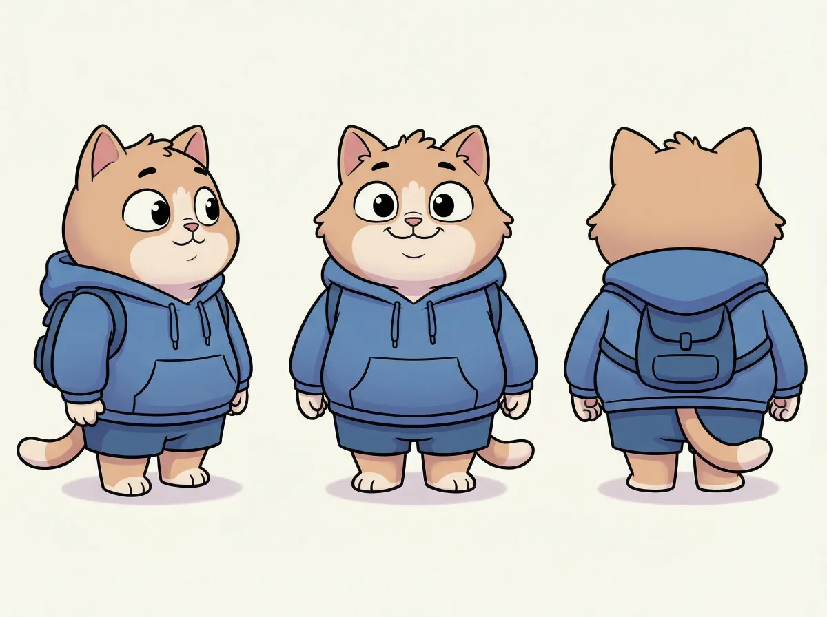 拟人化猫咪吉祥物三视图