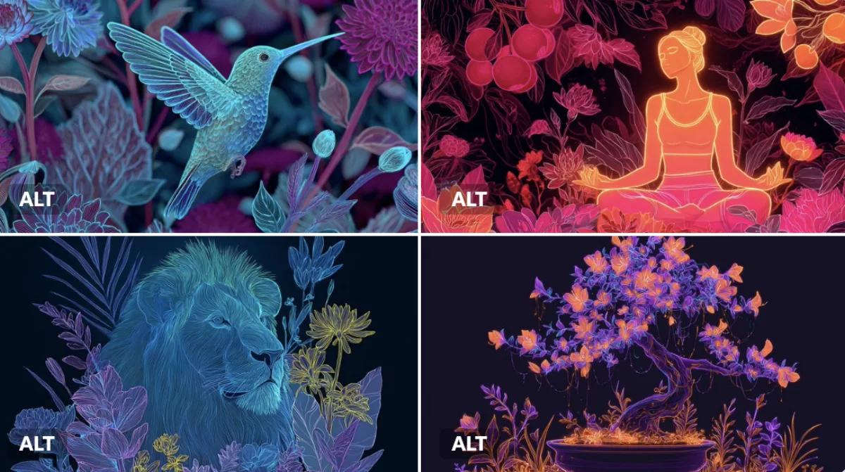 Neon Floral Harmony Illustration