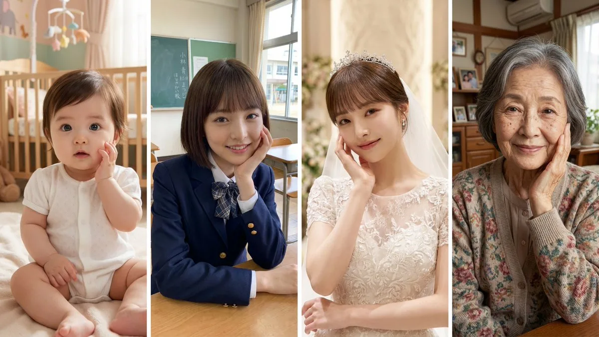 A Refined Aging a woman from adult to elderly