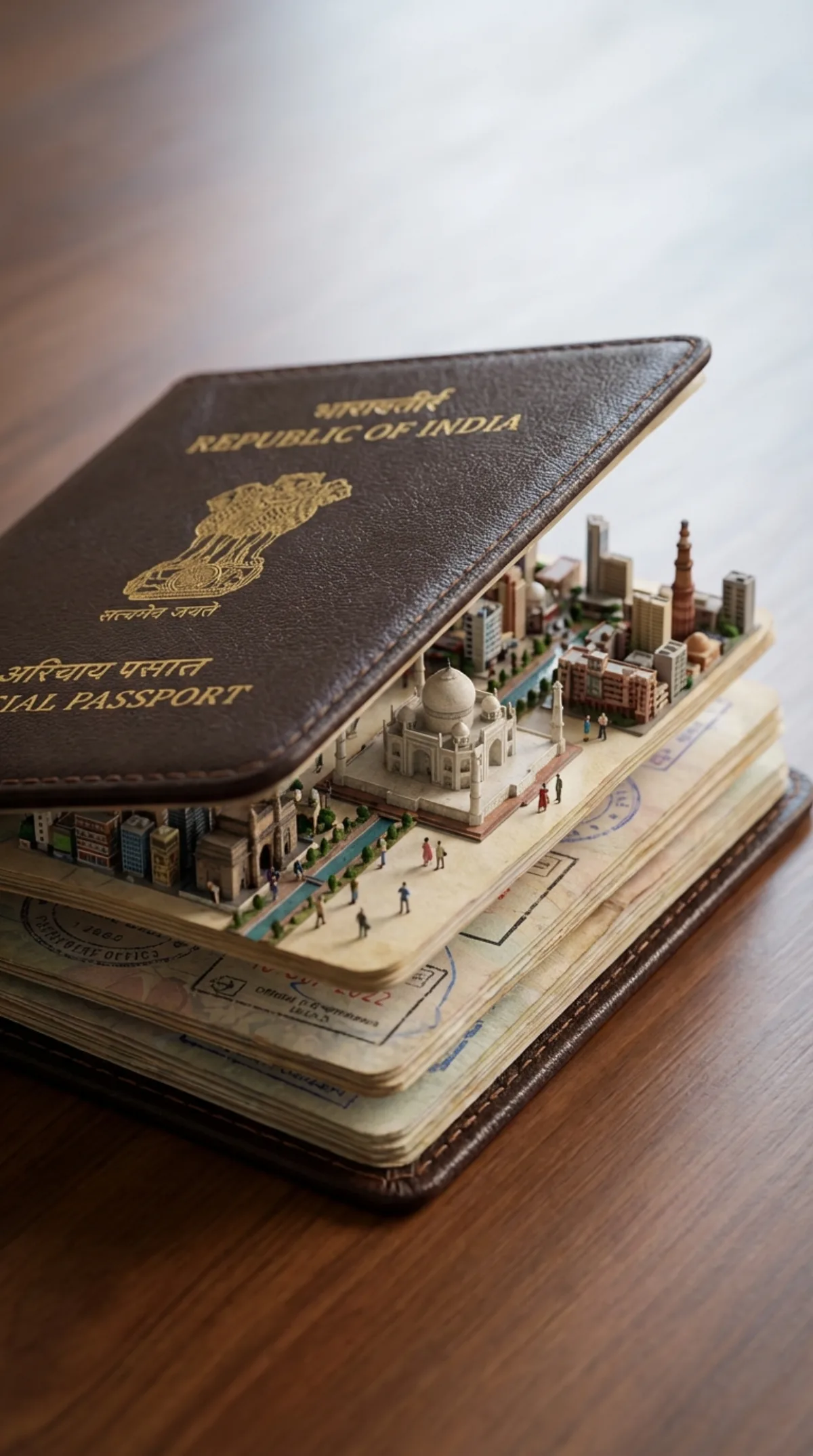 A Studio-Grade Hyper-realistic Open Passport Diorama