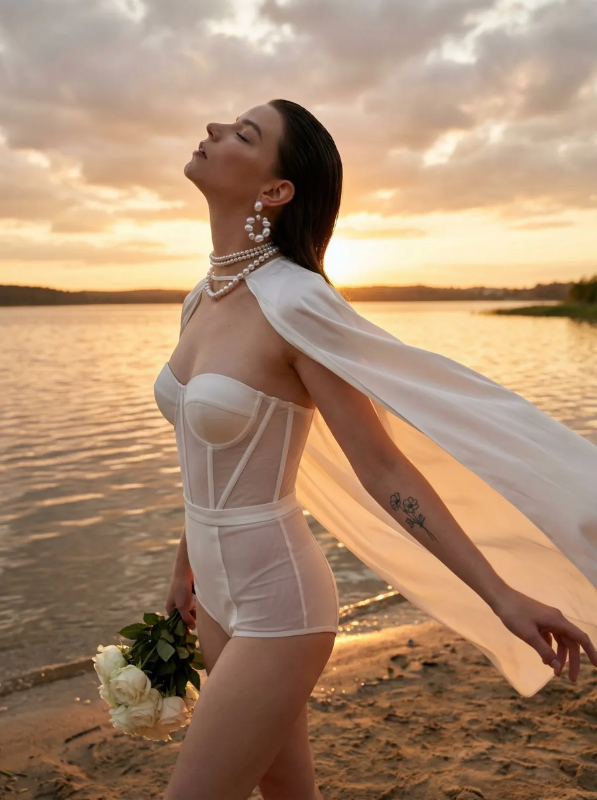 Anya Taylor-Joy Bridal Editorial at Sunset Lake