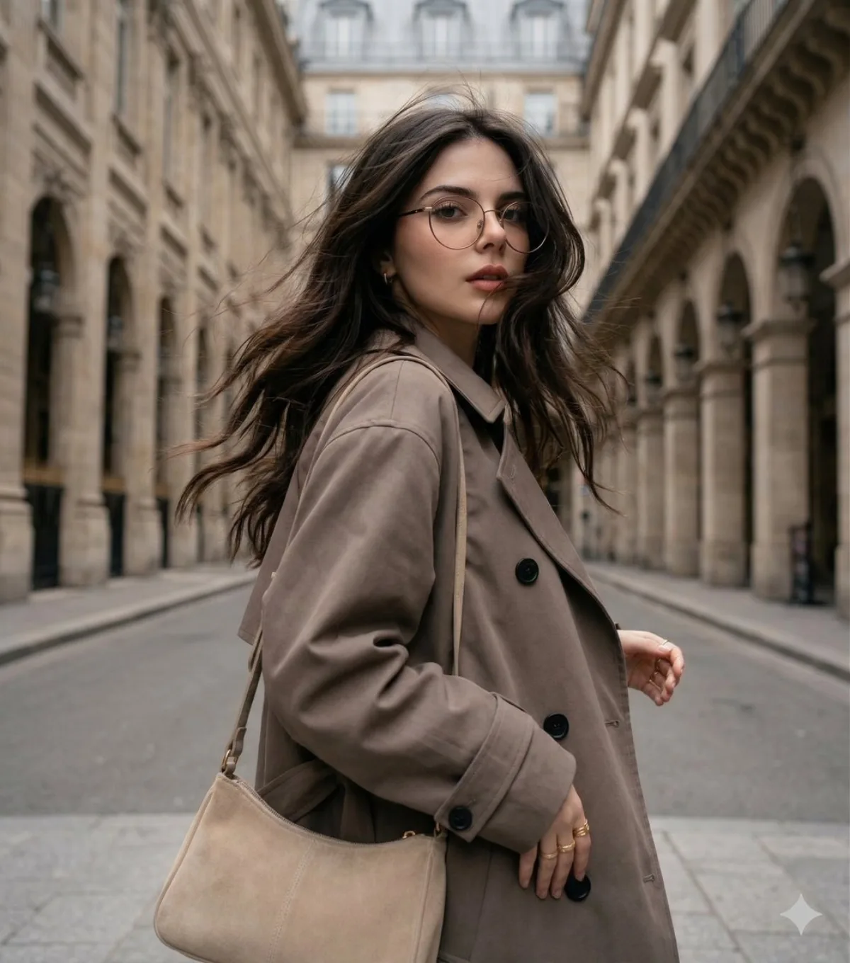 Windswept Woman in Urban European Setting - Signature Style