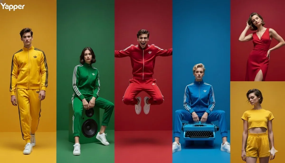 Split-Screen Fashion Editorial with Adidas-Style Tracksuits