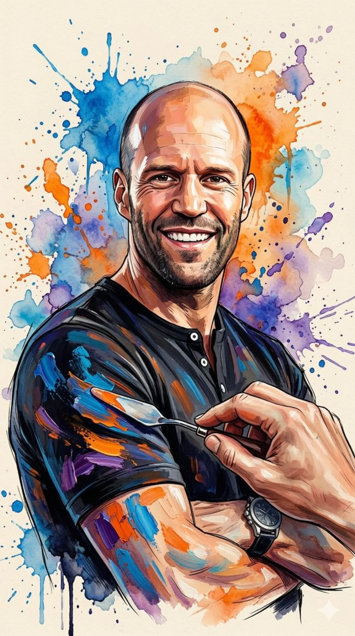 Studio-Grade Oil Painting Portrait with Dynamic Paint Splashes