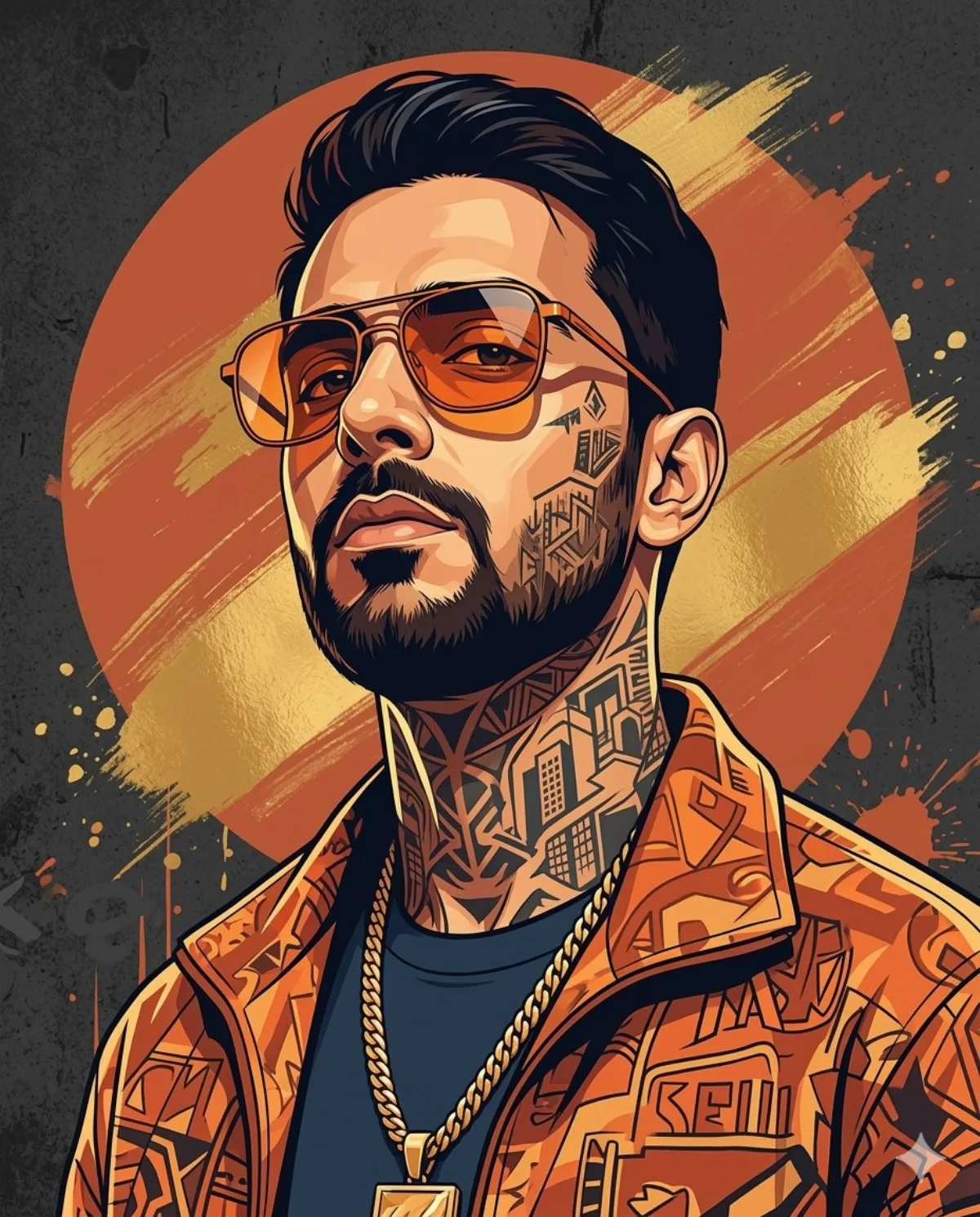 Urban Portrait with Orange Streetwear and Tattoos (Hero)