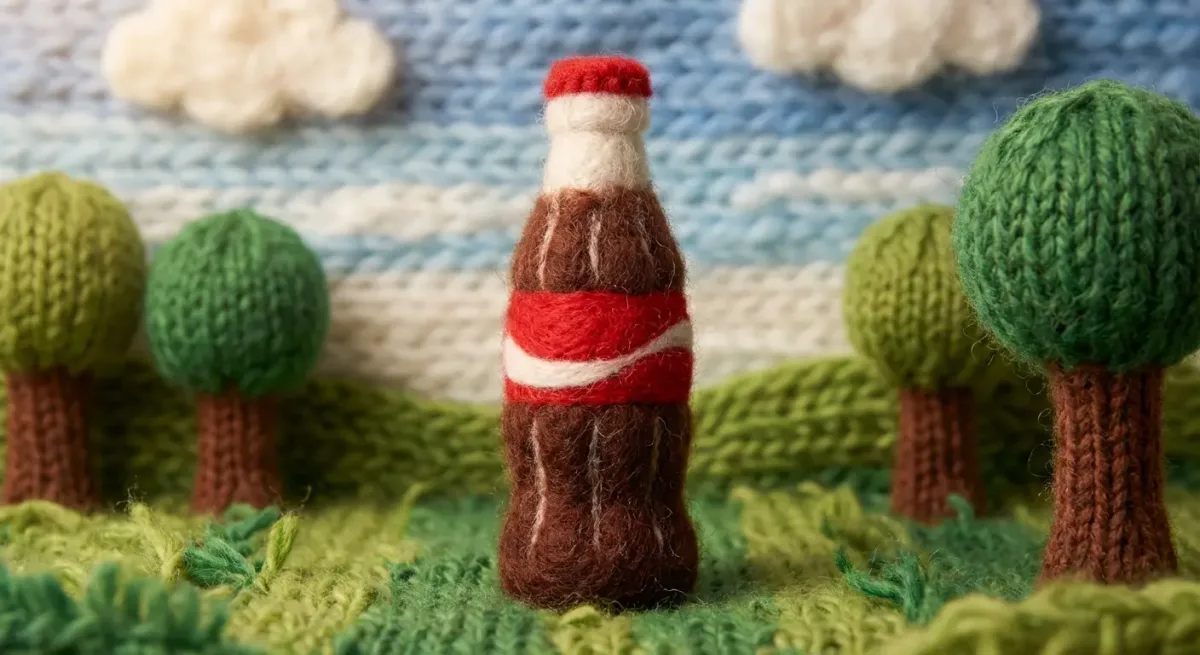 Wool-Made Cola Bottle Diorama