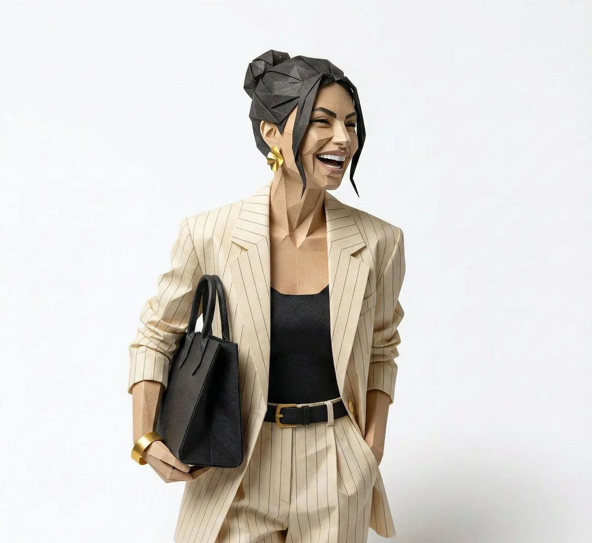 A Studio-Grade Ultra-Detailed Origami Style Figurine Sculpture